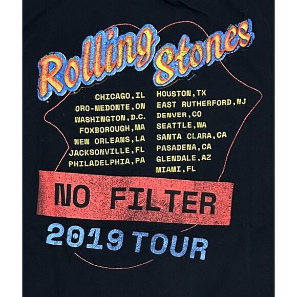 The Rolling Stones 2XL No Filter Tour 2019 Merchandise Black Short Sleeve Tee - Picture 4 of 5